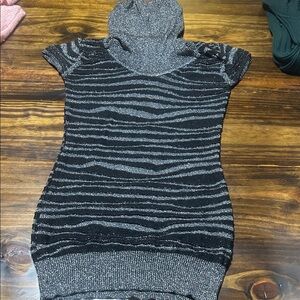 Rue21 Black and Silver Striped Mini Dress